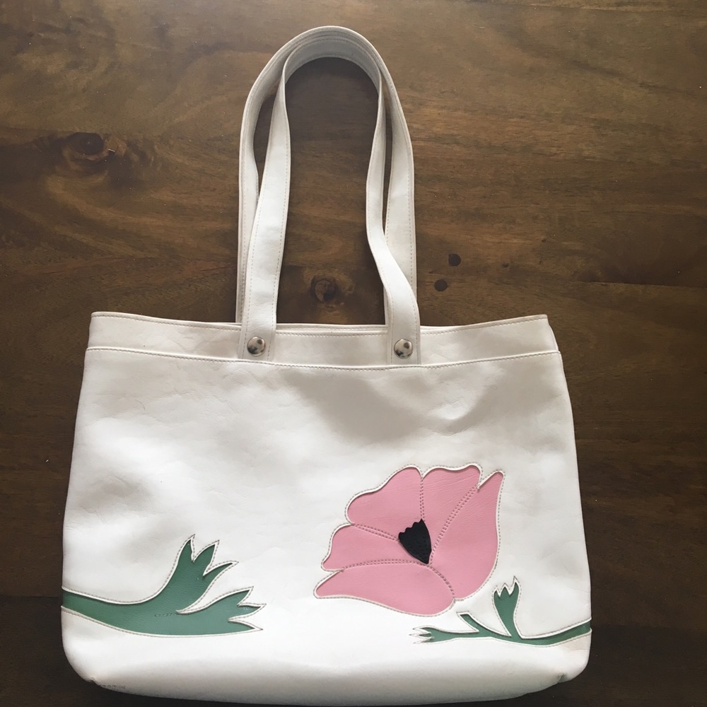 Appliqué Poppy Leather Tote by Queen Bee Creations